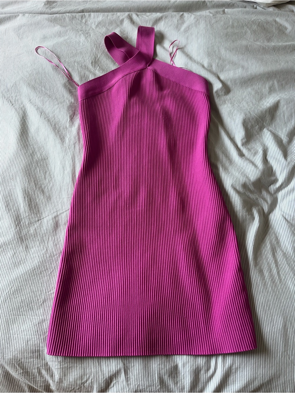 Sincerely Jules Fuchsia One-Shoulder Ribbed Bodycon Dress
